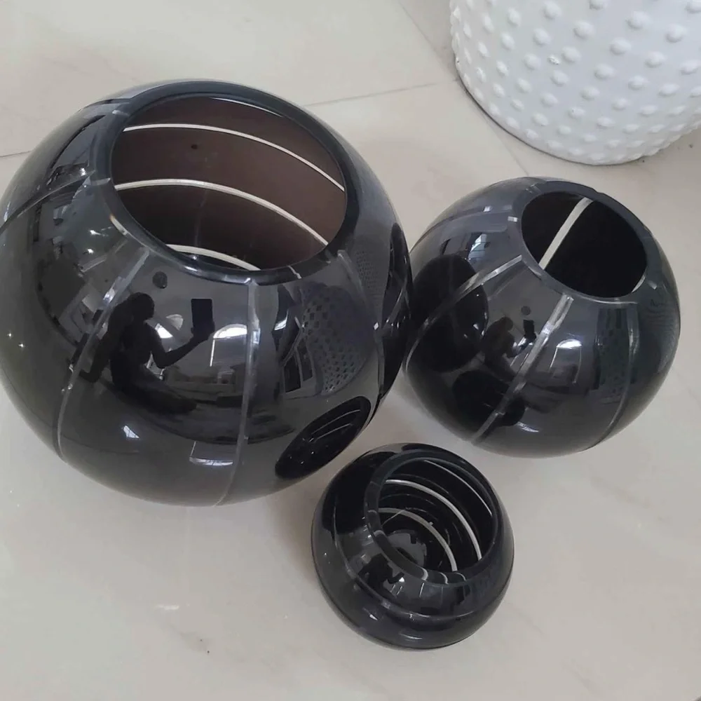Elegant Vintage Set of 3 Black Ball Vase